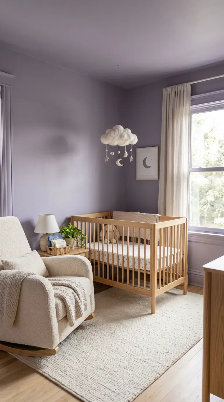 15 Genius Color Drenching Room Ideas You Need to Try 14 A peaceful nursery color-drenched in a soft, dusty lavender paint