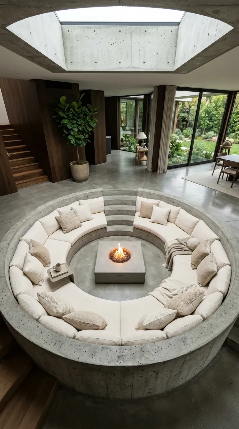 15 Genius Modern Living Room Designs You Need to See 16 An architectural sunken conversation pit living room layout with cozy seating
