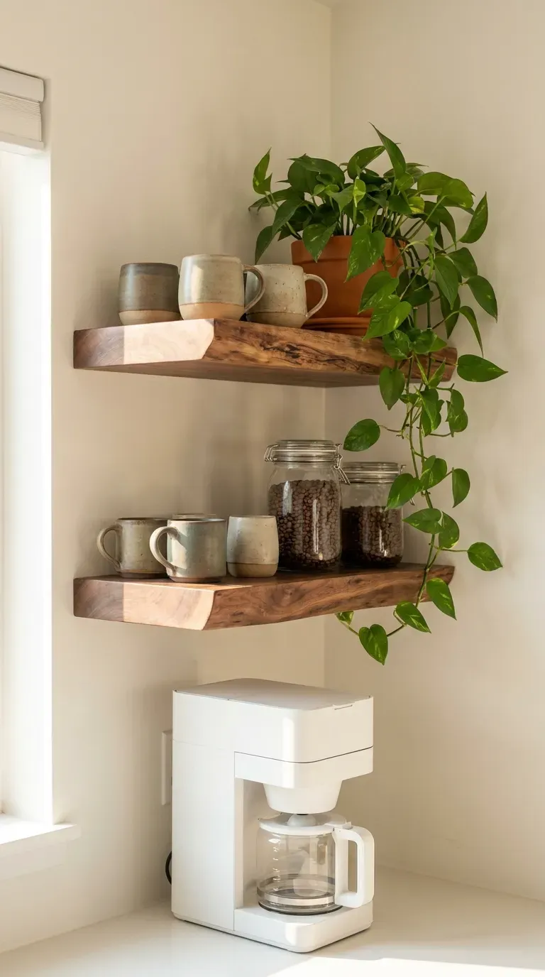 15 Genius Coffee Corner Ideas You Need to Try 4 A vintage brass bar cart styled as a coffee station