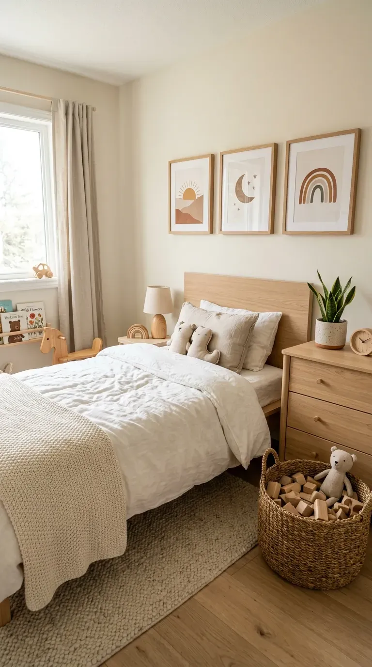 12 Aesthetic Kids Bedroom Ideas for a Dreamy Space 2 Soft linen canopy over a kids bed
