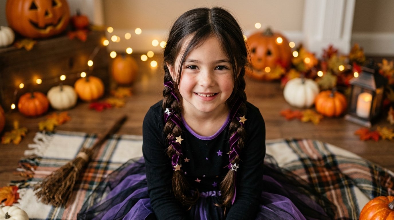 Girl wearing Halloween witch cos… 202608160036