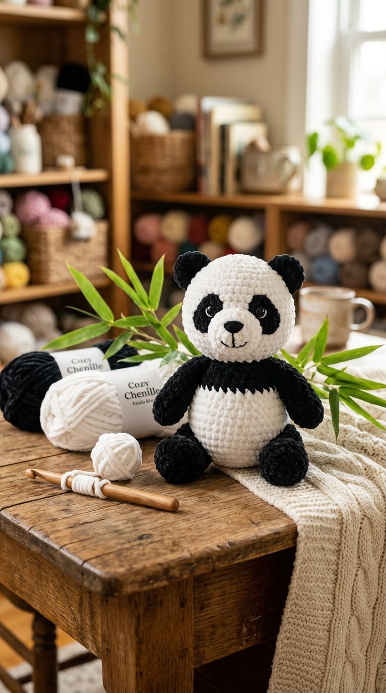 Panda Crochet Pattern Free: Make an Adorable Plush Panda 2 Panda crochet amigurumi on table 202608101826