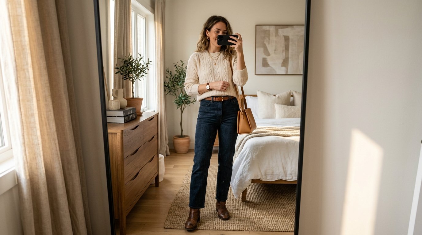Woman taking mirror selfie 202608011503