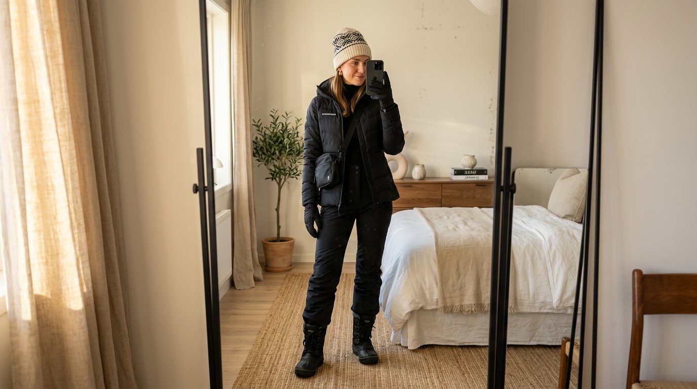 Woman taking mirror selfie 202608111703 living room