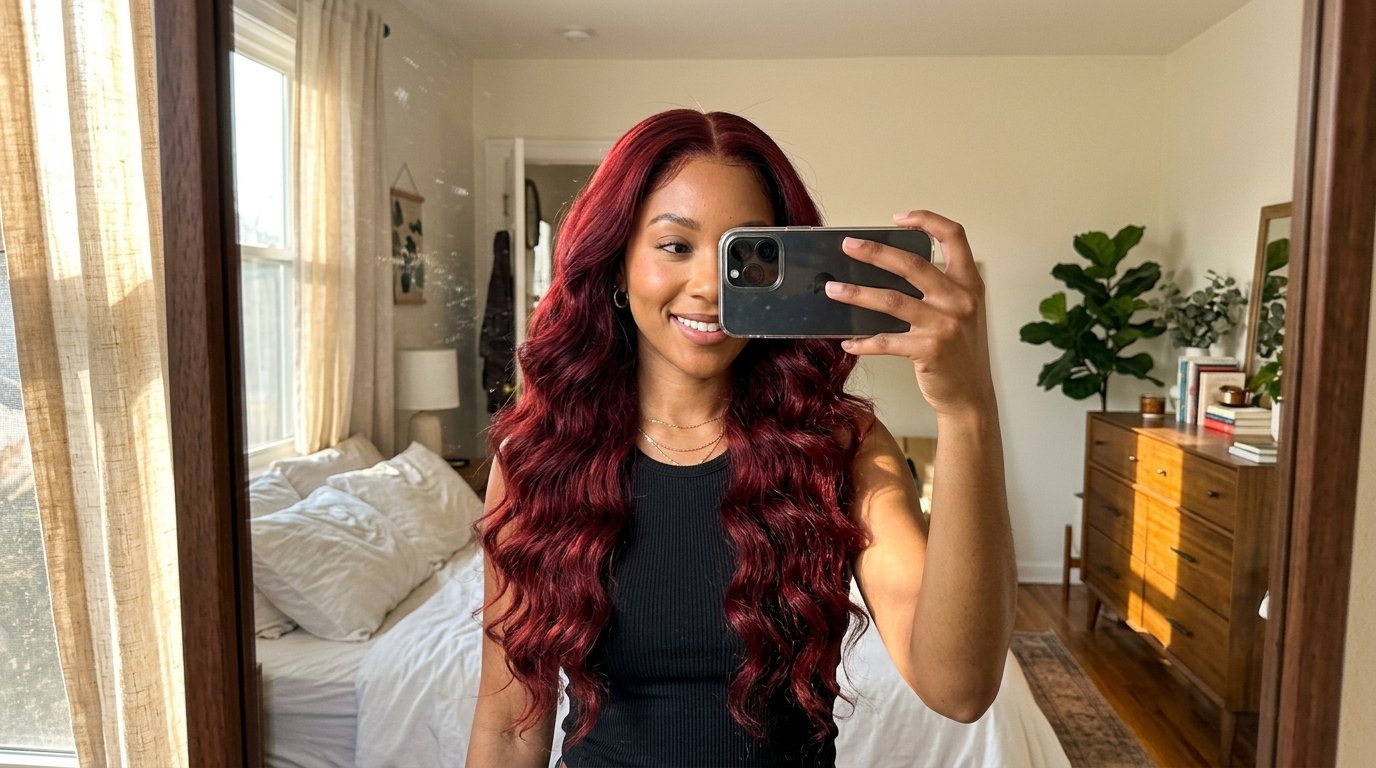 Woman taking mirror selfie 202608230237