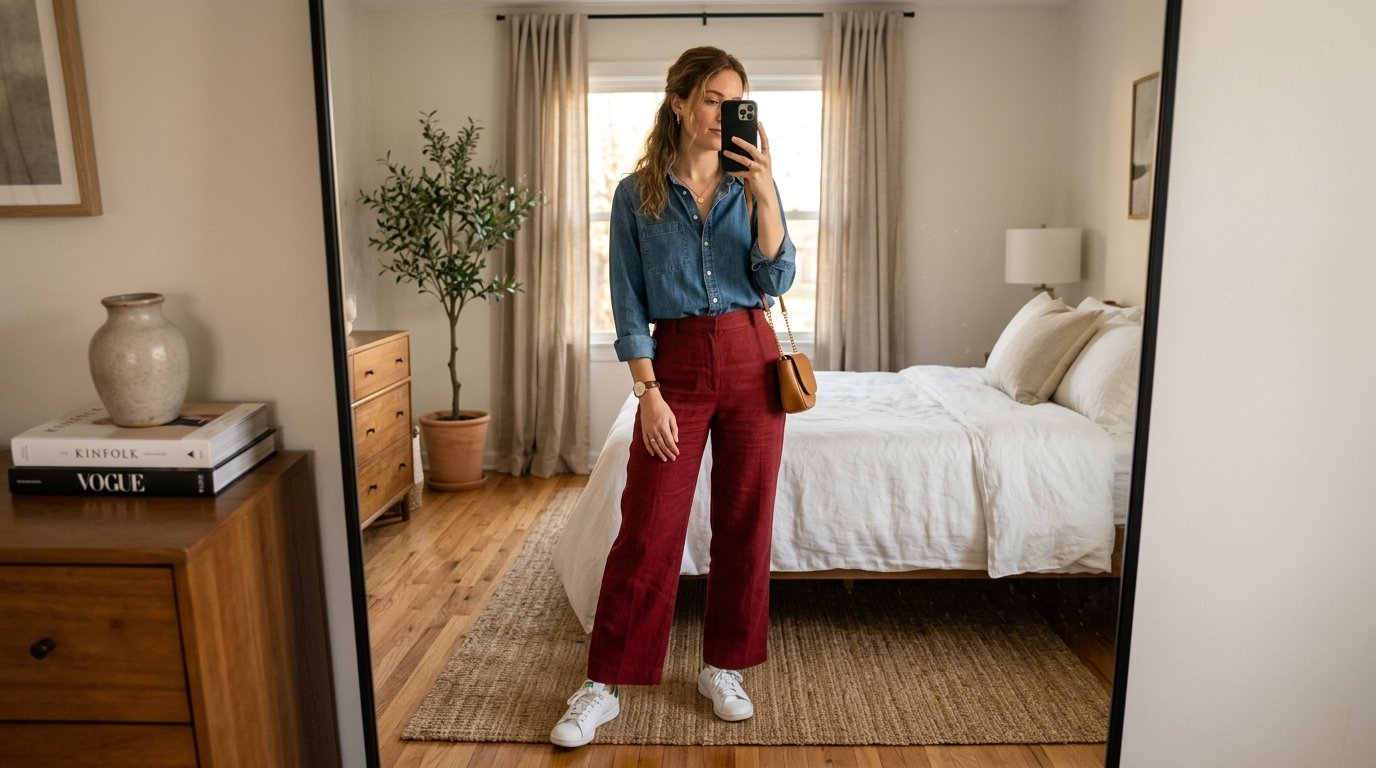 Woman taking mirror selfie 202608241827