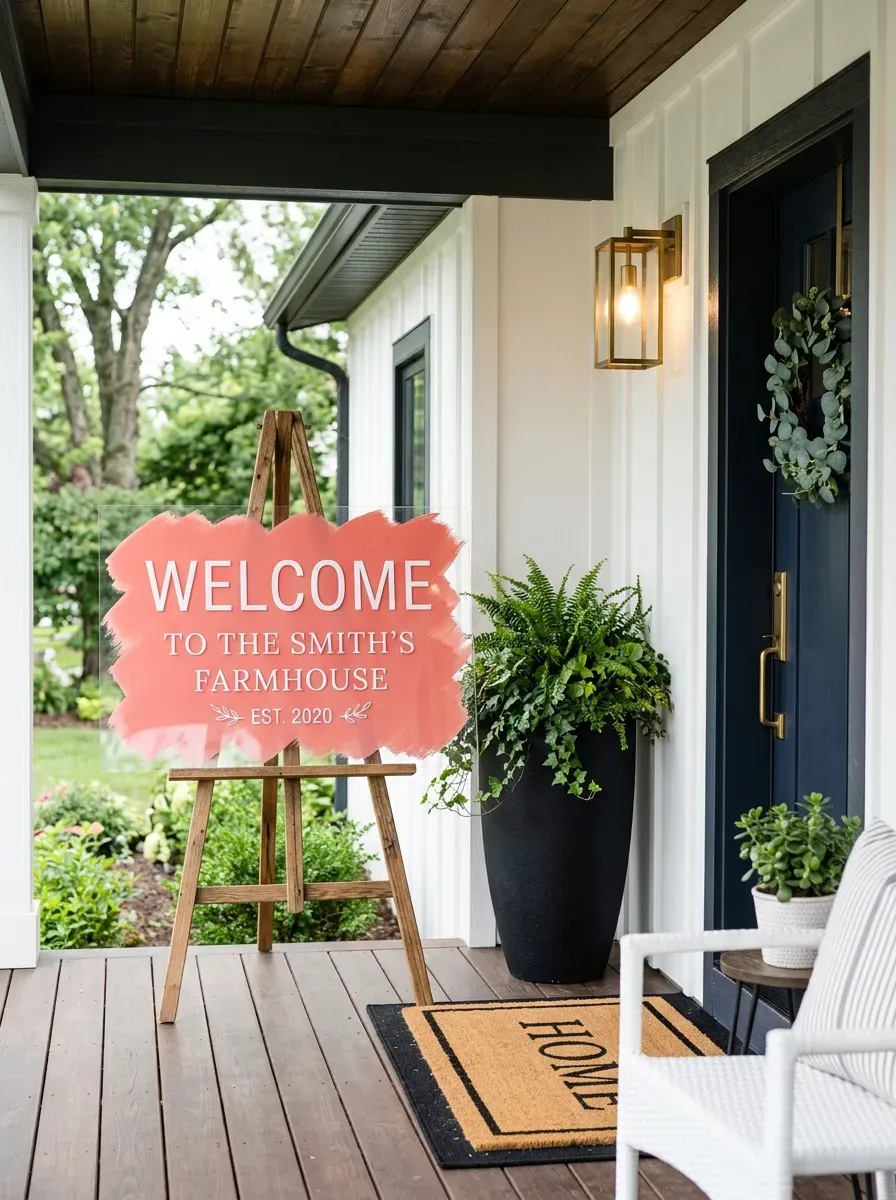 15 Genius Cricut Summer Projects You Need to Try 6 Clear acrylic welcome sign with painted back and vinyl lettering