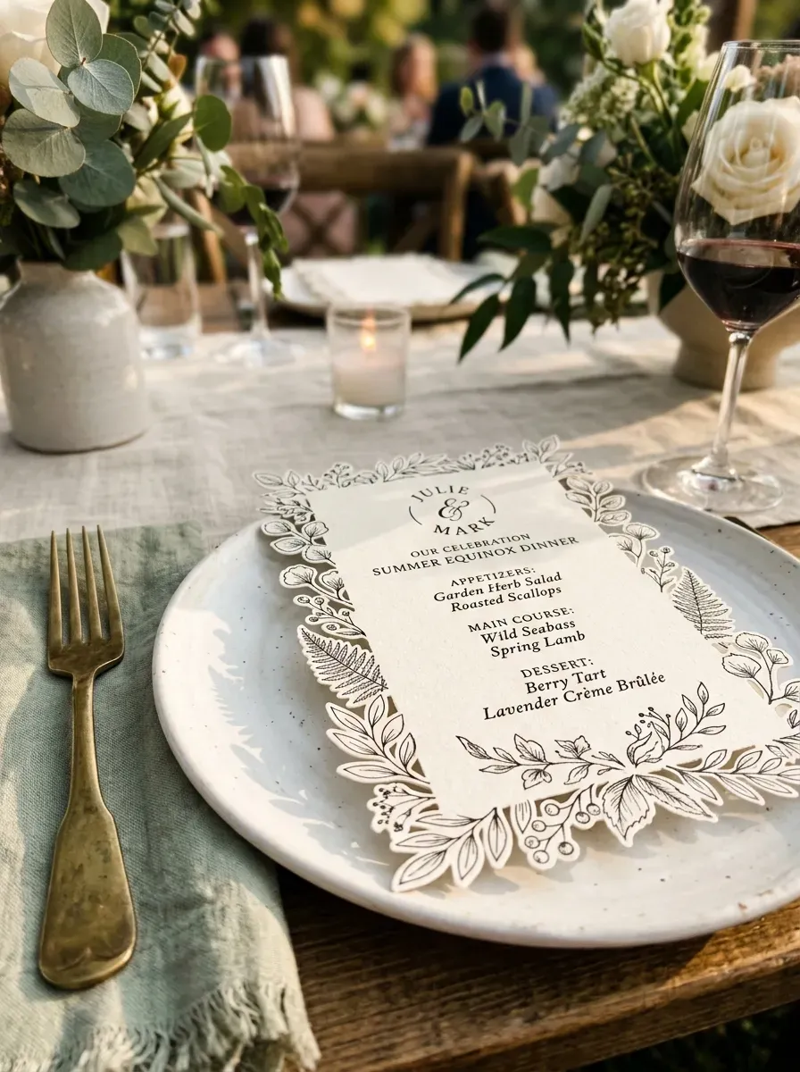 15 Genius Cricut Summer Projects You Need to Try 16 Die-cut botanical dinner menu with precise pen-drawn typography