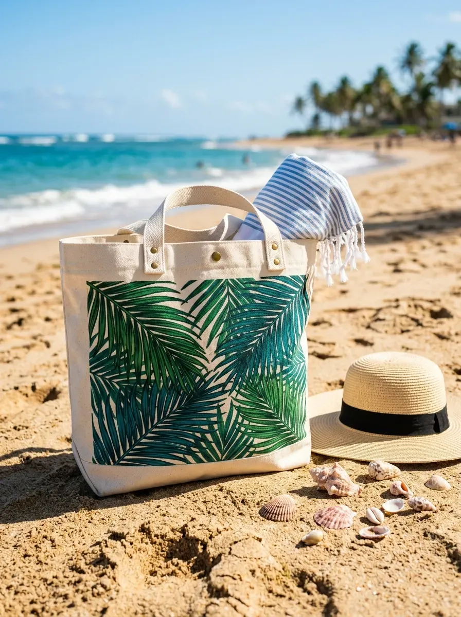 15 Genius Cricut Summer Projects You Need to Try 8 Canvas beach bag with vibrant tropical infusible ink design