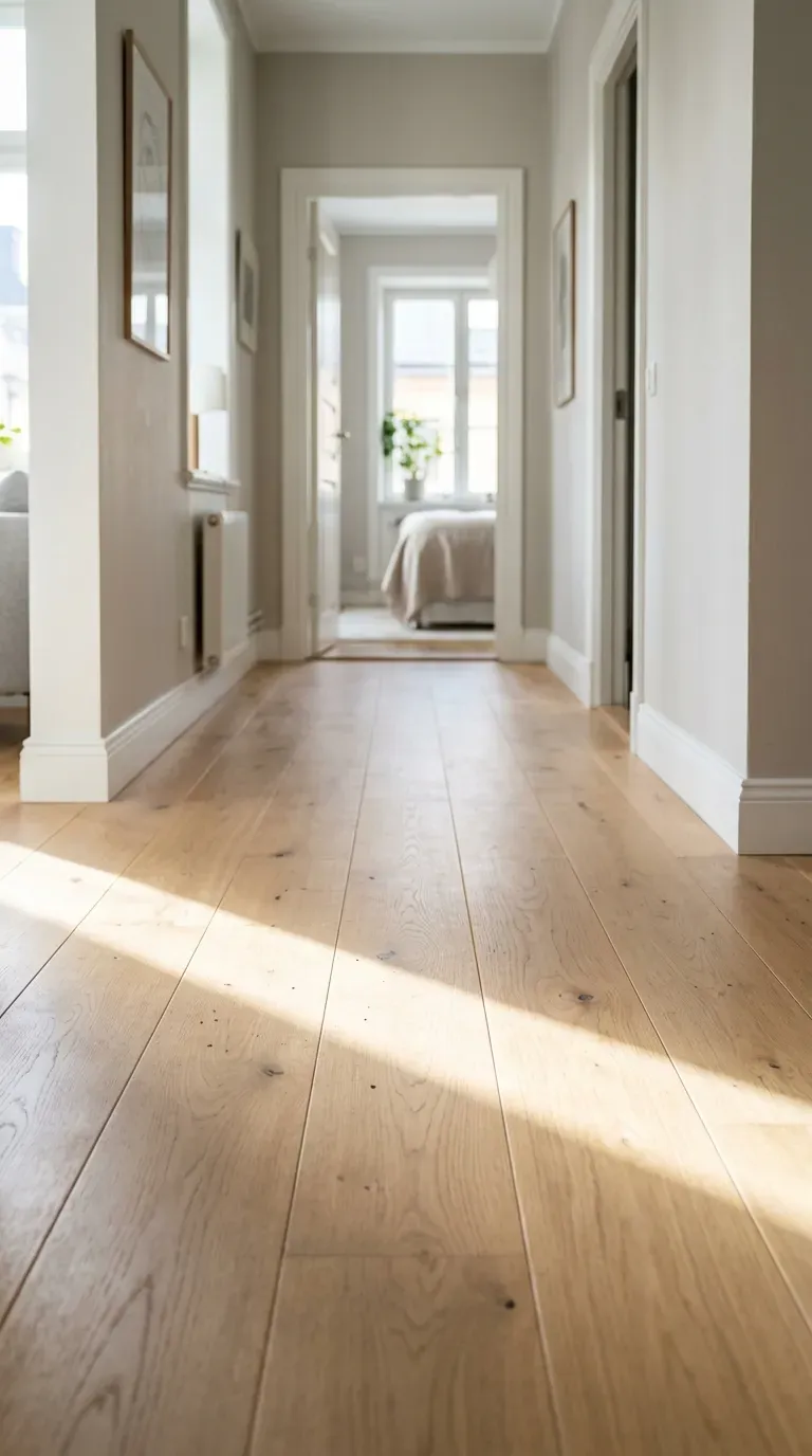 12 Genius One Bedroom Apartment Ideas That Maximize Space 10 seamless wide-plank light oak flooring extending from living room through hallway
