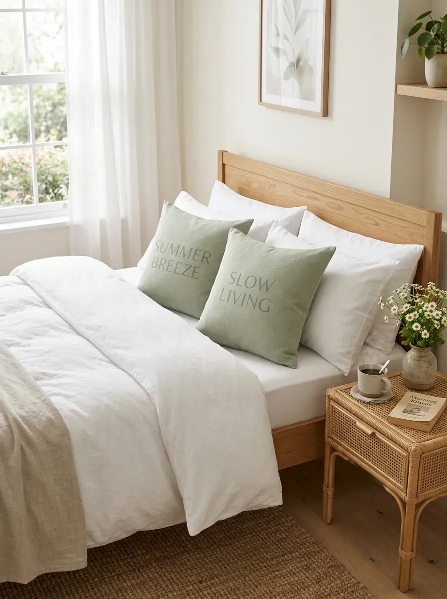 15 Genius Cricut Summer Projects You Need to Try 2 White linen throw pillows with custom summer typography