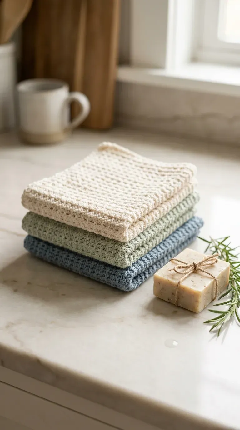 handmade crochet phone case sleeve with a wooden button closure