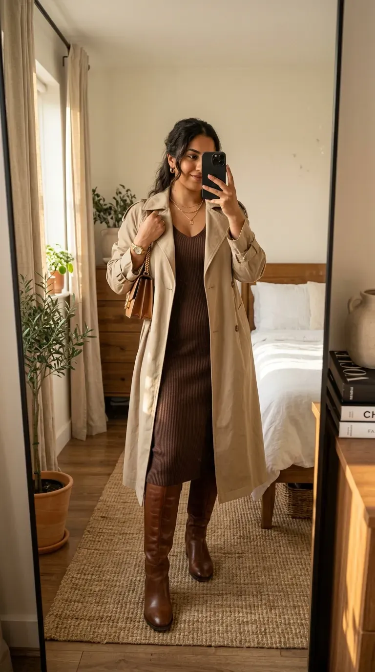 Curvy woman wearing a plaid blazer with dark denim for a polished fall outfit.