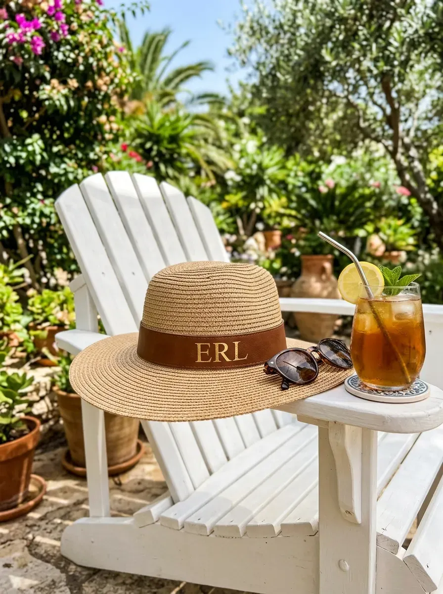 15 Genius Cricut Summer Projects You Need to Try 11 Wide brim straw hat with custom faux leather monogrammed band