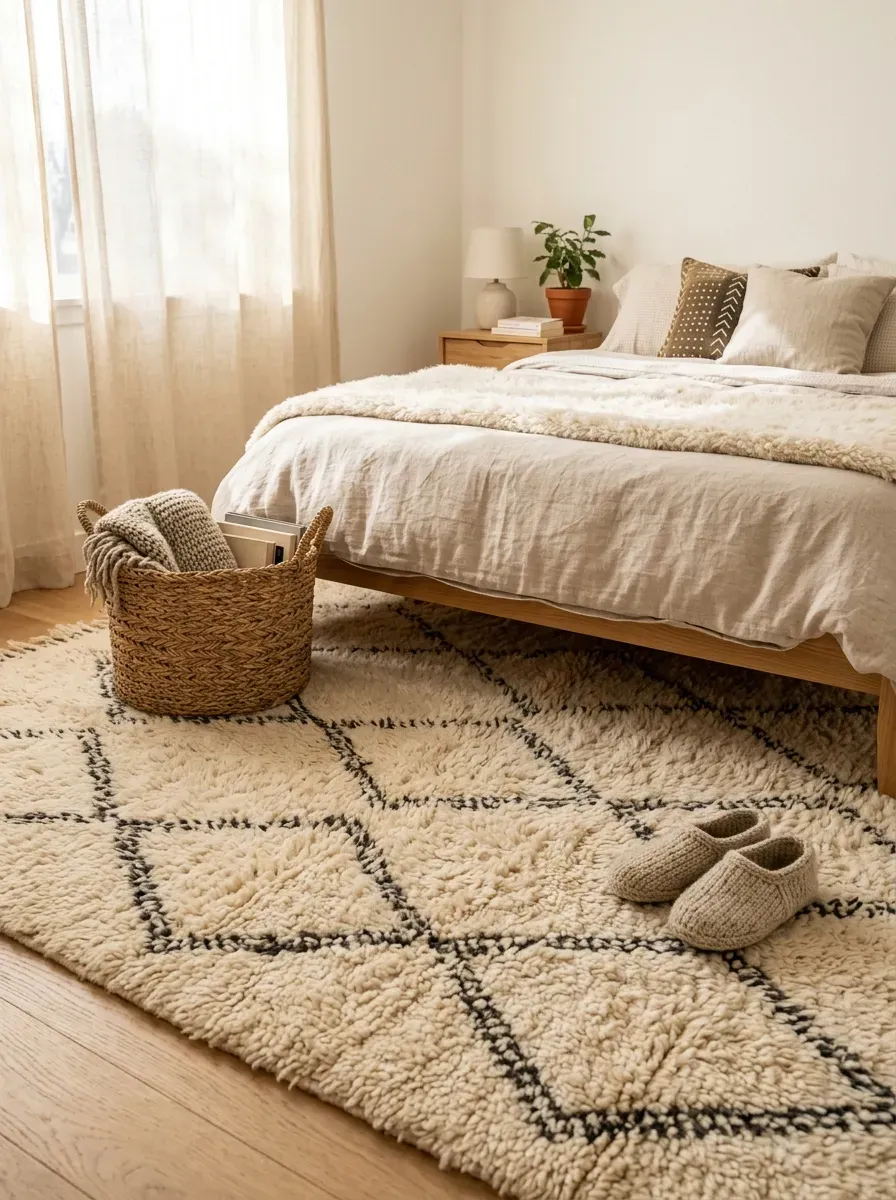 10 Must-Try Tiny Room Ideas That Look Stunning 11 Large fluffy high-pile rug covering the floor of a tiny room
