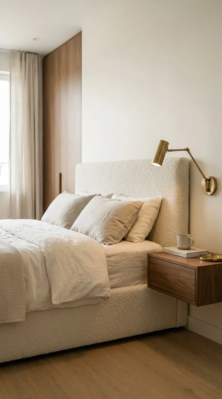 12 Genius One Bedroom Apartment Ideas That Maximize Space 6 cream boucle upholstered hydraulic lift storage bed in small apartment bedroom