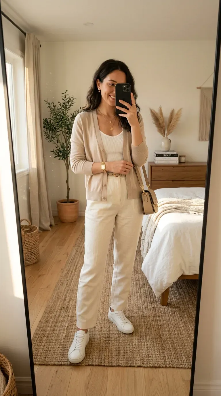 Linen Pants Outfit Ideas: 15 Effortlessly Chic Looks You'll Love to Wear 14 Woman wearing an off-the-shoulder top with white linen pants for a chic summer outfit.
