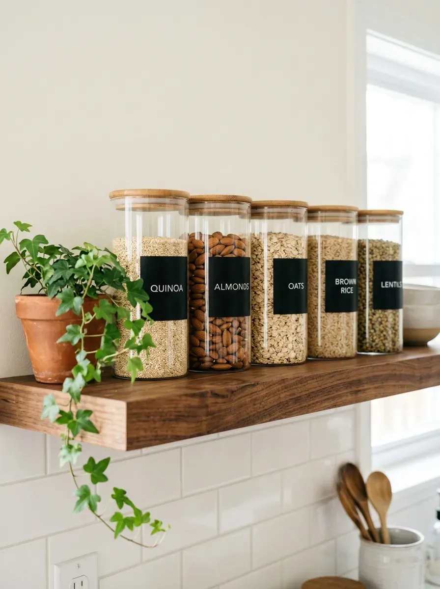 15 Genius Cricut Summer Projects You Need to Try 15 Glass pantry jars organized with sleek matte black vinyl labels
