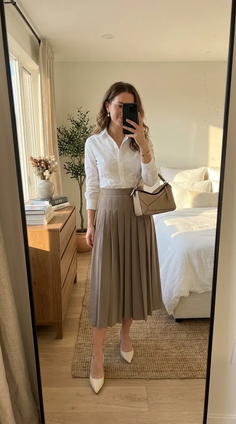White Button Down Shirt Outfit Ideas: 11 Chic Ways to Style a Classic 8 Woman wearing white shirt with white jeans for sophisticated monochrome summer style.