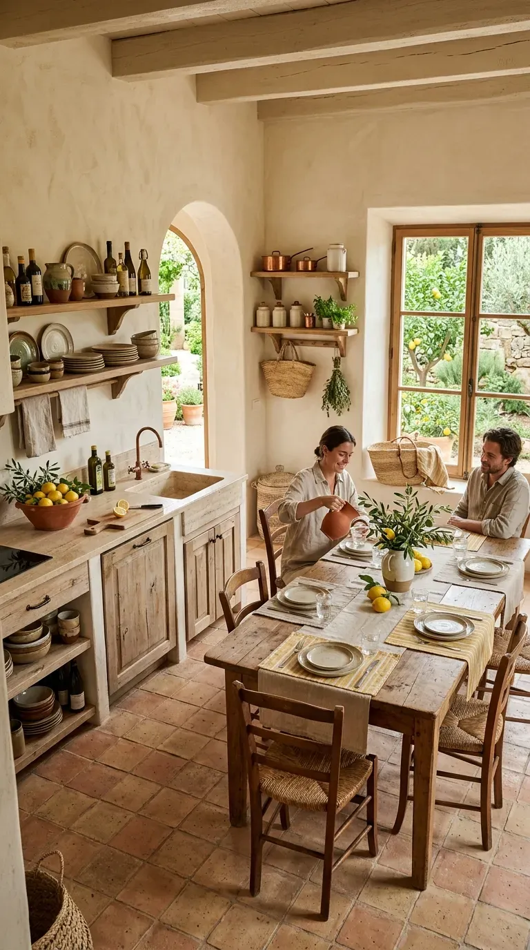 Fresh lemon themed kitchen using yellow green white and natural wood accents.
