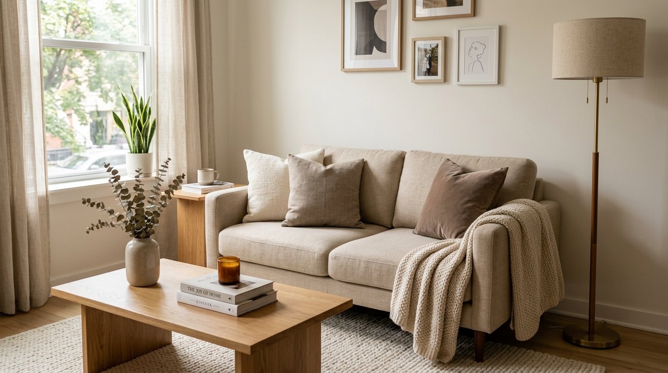 Beige sofa in living room 202609041552